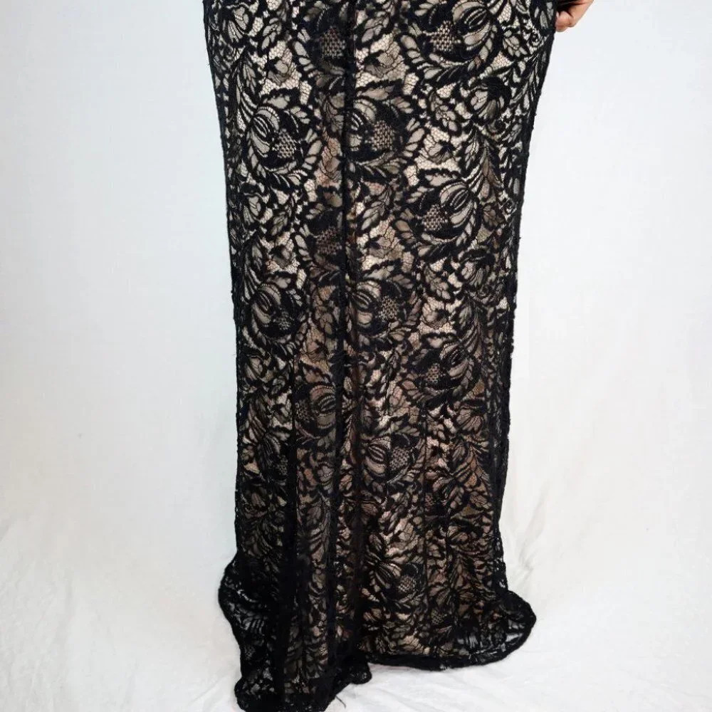 Theia A Night To Remember Black Lace Formal Gown $995 - Picture 10 of 12